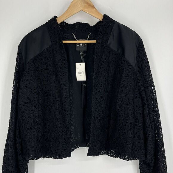 Isabel Toledo Lane Bryant Jacket Size 22 Womens Black Lace Bolero Blazer Sheer - Picture 2 of 8